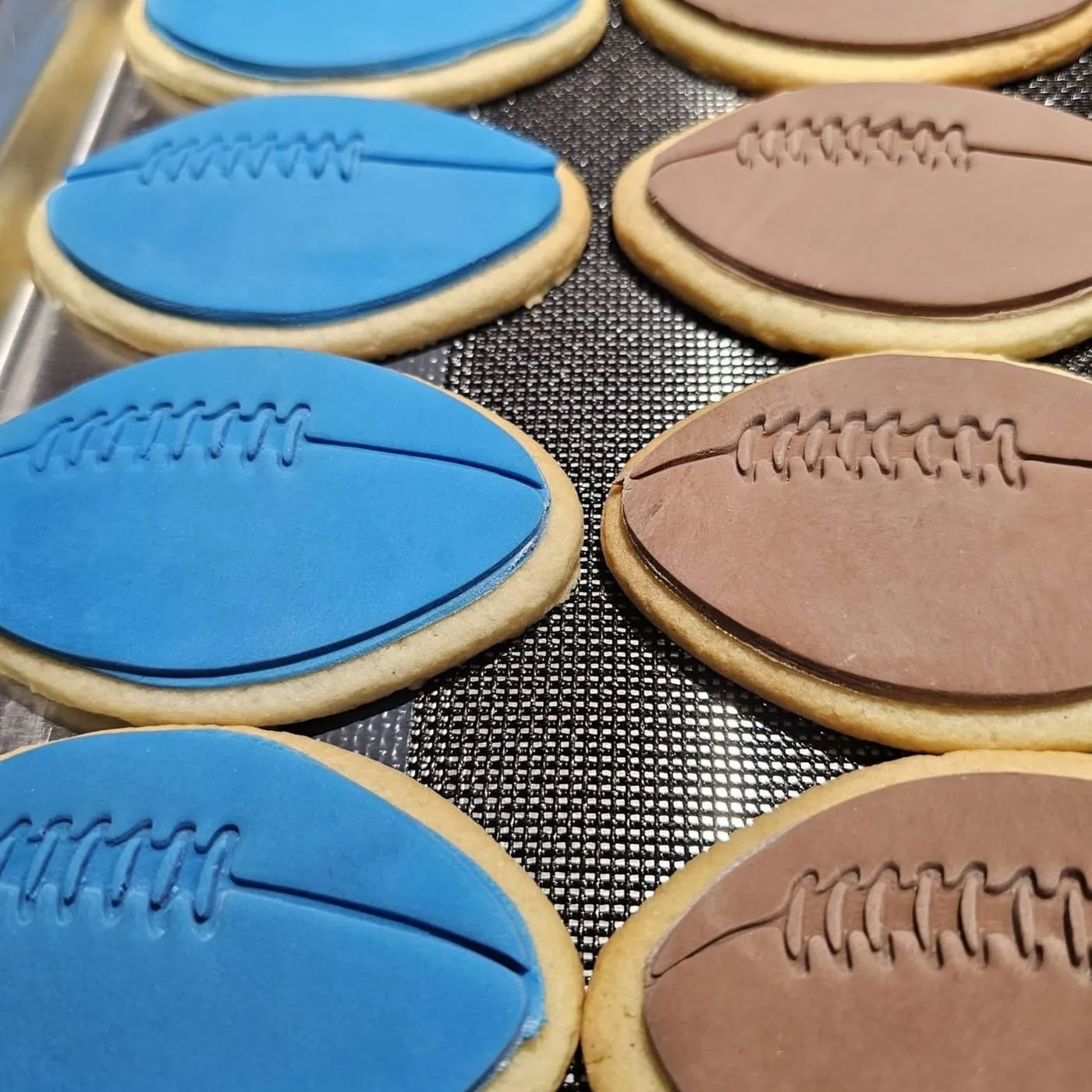 A full tray of footballs