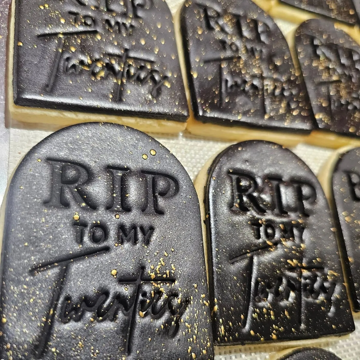 Hand-lettered headstone detail