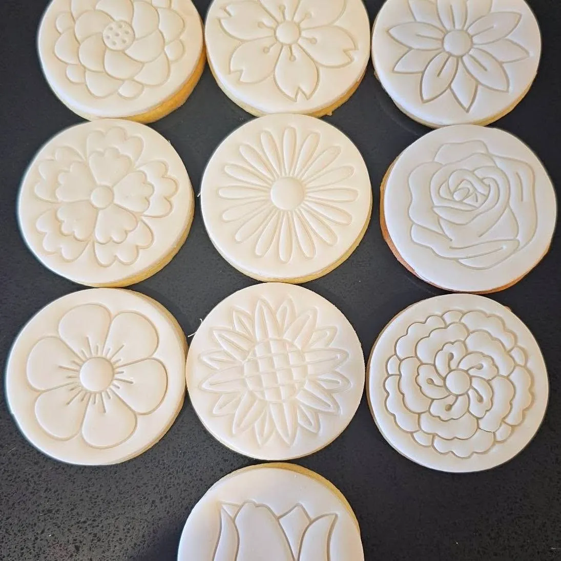 White floral relief